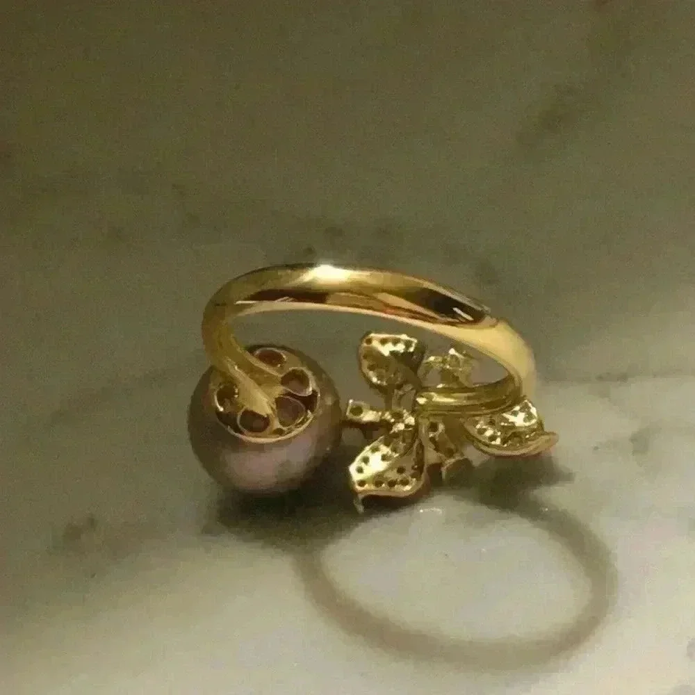 10mm Custom Made Genuine Pearl Clover Ring